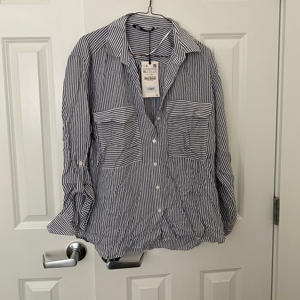 Zara Striped Button Down Blouse